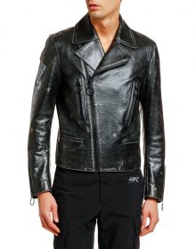 New Handmade Men's Arrow Vintage Leather Black Biker Jacket