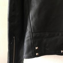 New Handmade Mens Heavy Motorcycle Short Vintage Black Genuine Smooth Leather Jacket With Metal Rivets