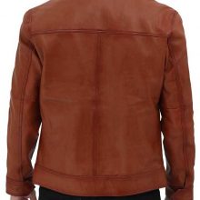 New Handmade Mens Brown Leather Biker Jacket