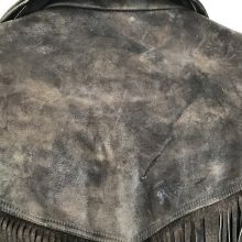 New Handmade Men's Vintage Leather Heavy Jacket with Long Fringe , Dark Gray Jacket