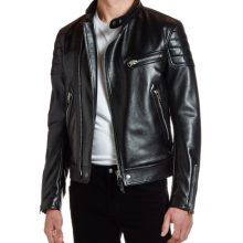 New Handmade Men's Moto Black Biker Leather Jacket