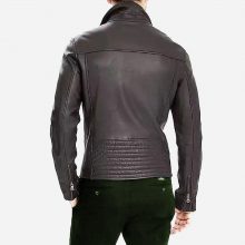 New Handmade Mens Classic Black Leather Biker Jacket