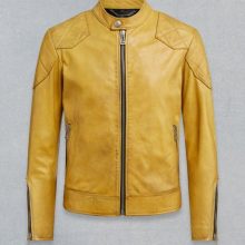 New Handmade Men’s Herren Distressed GELB Echtleder YELLOW Retro Style Jungs biker jacket