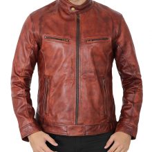 New Handmade Mens Brown Vintage Biker Leather Jacket