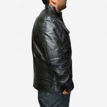 New Handmade Mens Stylish Black Leather Biker Jacket