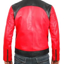 New Handmade Mens Vintage Red & Black Leather Biker Jacket