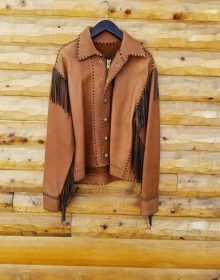 New Handmade Men's Mountain Pioneering Redwood Bison Jacket