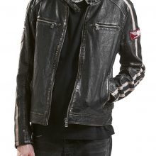 New Handmade Mens Classic Bike Racer Distressed Black Leather Jacket