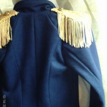 New Handmade Men's Hamilton Lafayette Pure Navy Wool, Fully Lined, Gold Metallic Buttons, Fringed Epauletes and Gold Ribbons Jacket