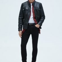 New Handmade Men Black Classic Biker Leather Jacket