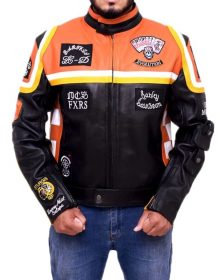New Handmade Mens Harley Davidson and Marlboro Classic Motorcycle Leather Jacket