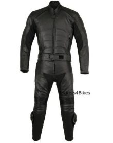 Men's 2PC Motorcycle Leather Riding Black Armor Suit 2 PC Two Piece US