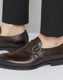 Handmade European Style Men Chocolate Leather Monk Strap Shoe