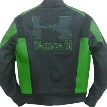 New Handmade Kawasaki Men Racing Biker Leather Jacket