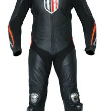 Unique Racing Black FLO/Red Motorcycle Motorbike Leather one Piece Suit CE Armor