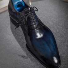 Handmade Cowhide Leather Blue pointed Toe Formal Shoes for Men