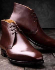 New Handmade Cowhide Leather Brown Chukka Boots for men