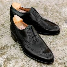 Handgrade Classic Oxford with wing tips in black box calfskin shoes for men