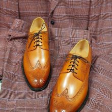 New Handmade Cowhide Leather Tan Color Oxford shoes for men
