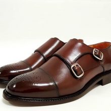 New Handmade Cowhide Leather Double Monk Shoes for Men