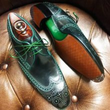 New Handmade cowhide leather wing tip brogue shoes for men