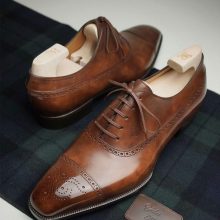 New Handmade cowhide leather wonderfully class & sleek looking Brown Oxford Shoes for men