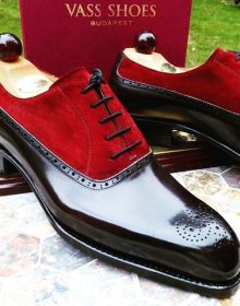 New Handmade Cowhide Leather Oxford Shoes for men Red and Black