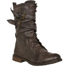 Handmade Plus Size Men Military Boots Leather High Top Men Boots Solid Lace Up Buckle Boots Brown