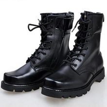 Handmade Plus Size Men Military Boots Leather High Top Men Boots Solid Lace Up Tactical Boots - Black