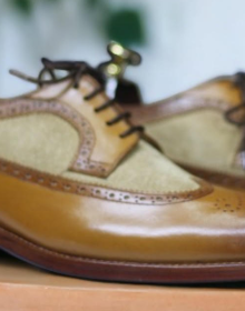 men brown and beige shoes